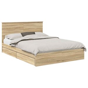 vidaXL Lit de Rangement Chêne Sonoma 140 x 200 cm Bois d'ingénierie