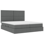 vidaXL Lit de rangement LED avec matelas Gris foncé 200 x 200 cm Tissu