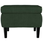 vidaXL Fauteuil à oreilles avec tabouret vert foncé velours