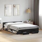 vidaXL Cadre de lit avec tiroirs sans matelas noir 150x200 cm