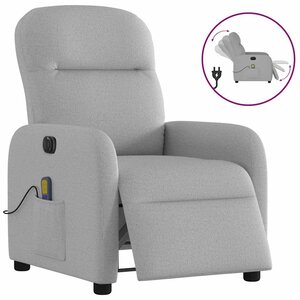 vidaXL Fauteuil de massage inclinable électrique gris nuage tissu