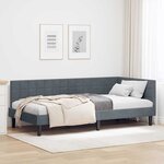vidaXL Cadre de lit d'angle Gris foncé 90 cm x 200 cm Velours