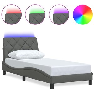 vidaXL Cadre de lit avec LED sans matelas gris foncé 80x200 cm tissu