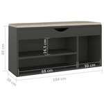 vidaXL Banc à chaussures et coussin Gris 104x30x49cm Bois d'ingénierie