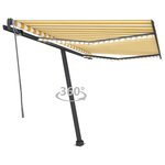vidaXL Auvent automatique capteur de vent et LED 300x250cm Jaune/blanc