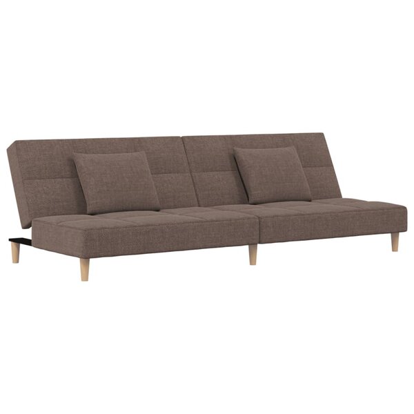 vidaXL Canapé-lit à 2 places avec deux oreillers taupe tissu