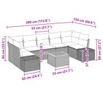 vidaXL Ensemble de canapé de jardin 8 pièces avec coussins noir poly rotin acacia