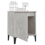vidaXL Table de chevet avec pieds en métal gris béton 40x30x50 cm