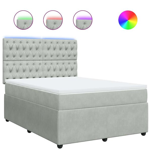 vidaXL Sommier à lattes de lit et matelas Gris clair 140x200cm Velours