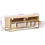 vidaXL Meuble TV 110x30x40 cm bois massif de manguier et fer