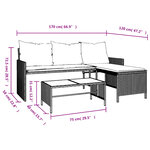 vidaXL Canapé de jardin table et coussins en forme de L mélange beige