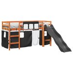 vidaXL Lit mezzanine enfants et rideaux blanc/noir 90x200cm pin massif