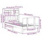 vidaXL Lit bibliothèque sans matelas blanc 75x190cm bois de pin massif