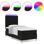 vidaXL Lit Box Spring avec Matelas et LED Noir 100x200 cm Tissu