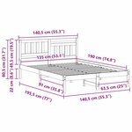 vidaXL Cadre de lit avec tête de lit Marron 135 x 190 cm Pin massif