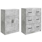 vidaXL Ensemble de Meubles 2 Pièces Gris béton 66 x 34 5 x 87 cm