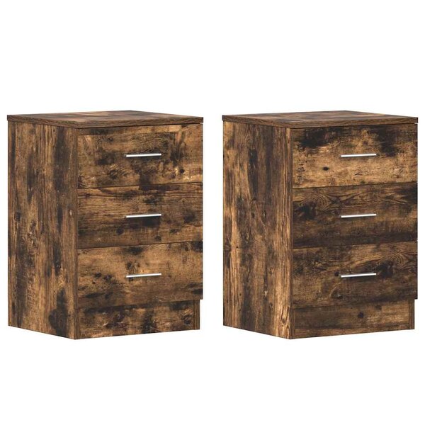 vidaXL Tables de chevet 2 Pièces Chêne fumé 38x35x56 cm Bois d'ingénierie