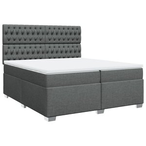 vidaXL Sommier à lattes de lit avec matelas Gris foncé 200x200cm Tissu