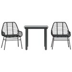 vidaXL Ensemble à manger de jardin 3 Pièces noir résine tressée verre