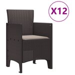 Ensemble de Salle à Manger de Jardin de 13 Pièces avec Coussins en Poly Rattan Marron
