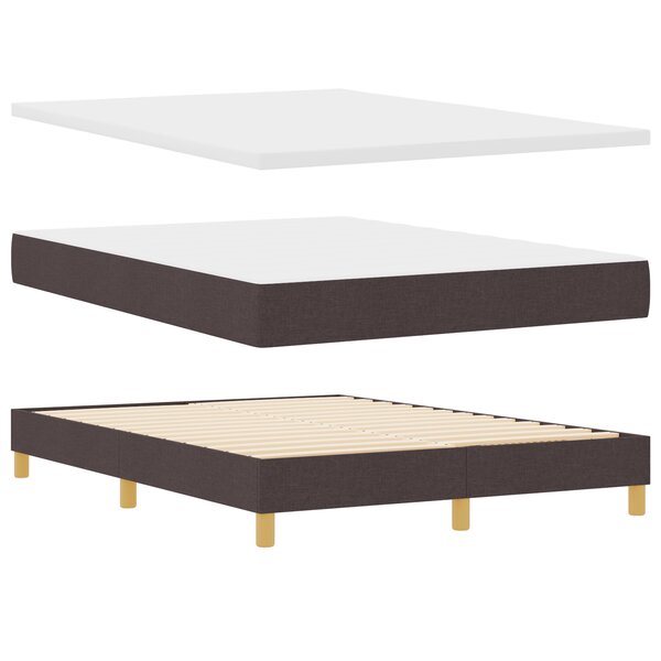 Lit Box Spring vidaXL avec Matelas Marron Foncé 160x200 cm Tissu