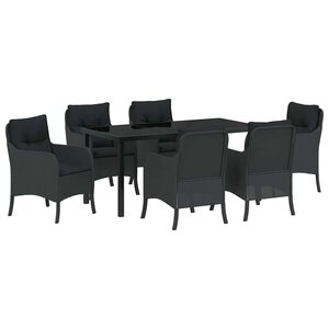 vidaXL Ensemble de salle à manger pour jardin 7 Pièces Noir polyrotin
