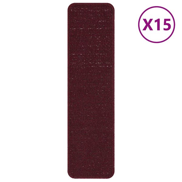 vidaXL Tapis Antidérapants pour Escaliers 15 Pièces Bordeaux 75 x 20 cm