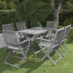 vidaXL Ensemble à manger de jardin 7 Pièces Bois d'acacia massif Gris