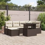 vidaXL Ensemble de canapé de jardin avec coussin 7 Pièces Marron et crème
