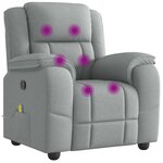 vidaXL Fauteuil de massage inclinable Gris clair Tissu