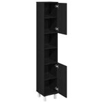 Armoire de salle de bain vidaXL Noir Chêne 30x30x179 cm en bois d'ingénierie