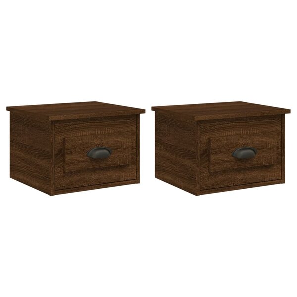 vidaXL Tables de chevet murales 2 Pièces Chêne marron 41 5x36x28 cm
