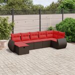 vidaXL Salon de jardin avec coussins 7 Pièces marron résine tressée