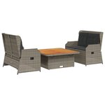 vidaXL Salon de jardin 3 Pièces avec coussins Gris Résine tressée