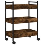 vidaXL Chariot de cuisine chêne fumé 50x30x70 cm bois d'ingénierie