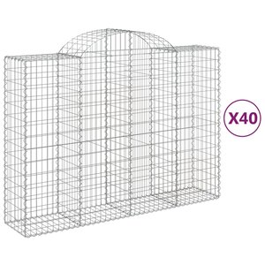 vidaXL Paniers à gabions arqués 40 Pièces 200x50x140/160 cm Fer galvanisé