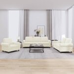 vidaXL Ensemble de canapés 3 Pièces avec coussins Crème Velours