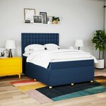 vidaXL Sommier à lattes de lit avec matelas Bleu 140x190 cm Tissu
