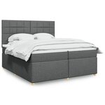 vidaXL Sommier à lattes de lit avec matelas Gris foncé 200x200cm Tissu