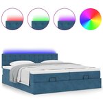 vidaXL Cadre de lit ottoman avec matelas bleu foncé 200x200 cm velours