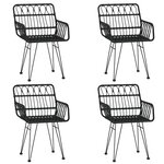 vidaXL Ensemble à manger de jardin 5 Pièces Noir Résine tressée