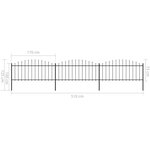 vidaXL Clôture de jardin à dessus en lance Acier (0 5-0 75)x5 1 m Noir