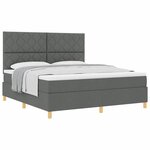 vidaXL Lit à ressorts avec tête de lit Gris foncé 180 x 200 cm tissu
