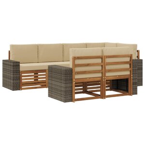 vidaXL Ensemble de canapés d'extérieur 7 pc Naturel et Beige Polyester