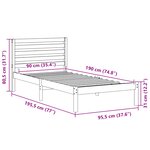 vidaXL Cadre de lit Marron cire 90 x 190 cm Bois massif en pin