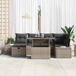 vidaXL Ensemble de canapé de jardin 7 Pièces Gris polyrotin