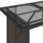 vidaXL Table de jardin avec dessus en verre noir 110x68x70 poly rotin