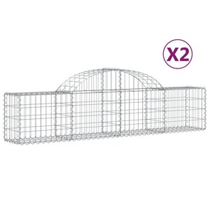 vidaXL Paniers à gabions arqués 2 Pièces 200x30x40/60 cm Fer galvanisé