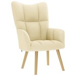 vidaXL Chaise de relaxation avec repose-pied Crème Tissu