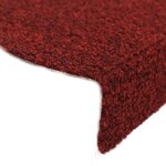 vidaXL Tapis d'escalier auto-adhésif Poinçon aiguilleté 15 Pièces Rouge